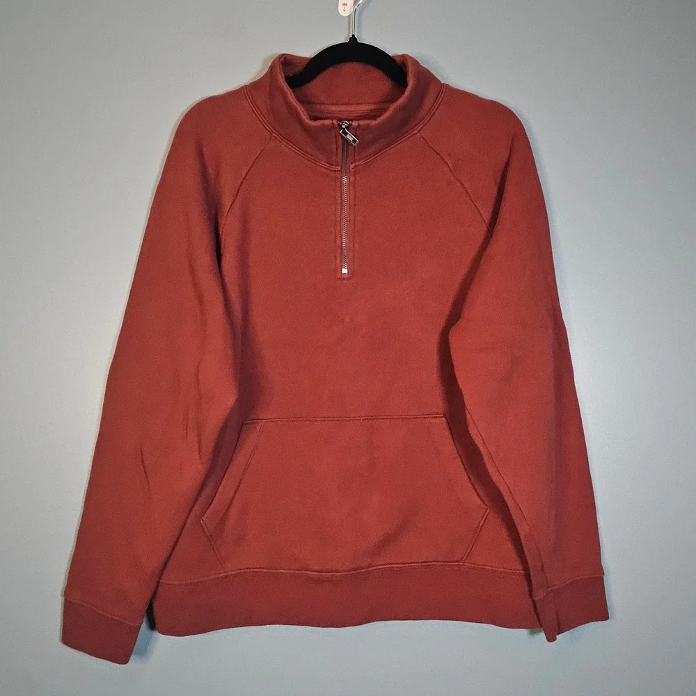 Madewell MWL Men's Pullover Sweatshirt Quarter Zip Burgundy Cotton Blend Size L - Picture 1 of 3